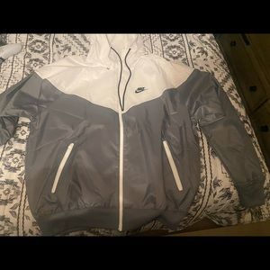 White and grey nike wind breaker zip-up NEW